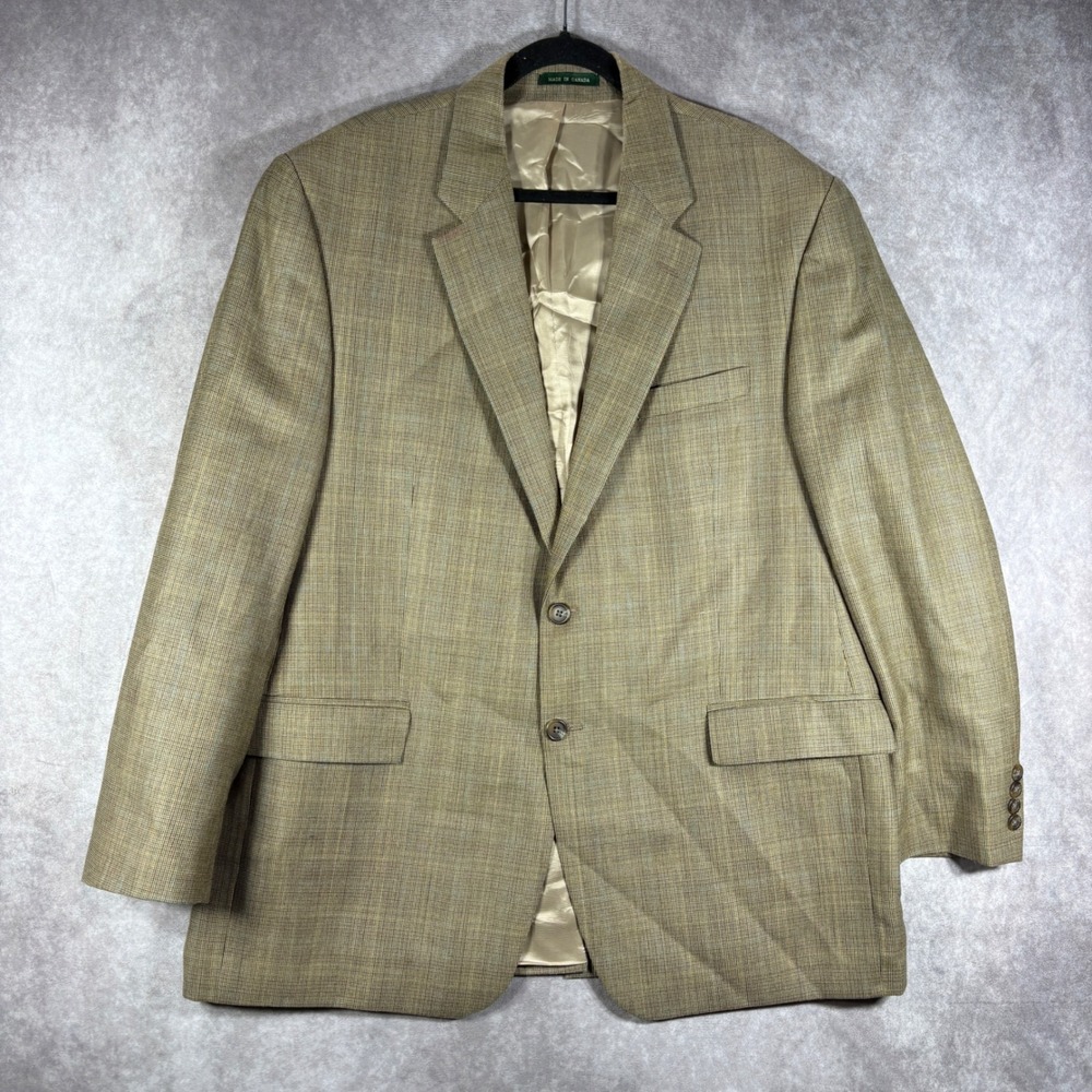 Lauren Ralph Lauren Blazer Mens 46R Brown Silk‎ Wool Plaid Sport Coat Luxury